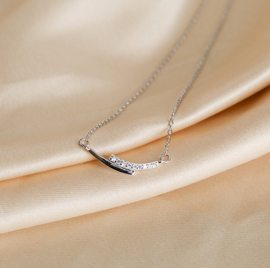 Silver Black Enamel Zircon Necklace-2