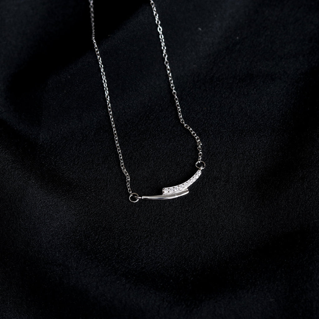 Silver Black Enamel Zircon Necklace-1