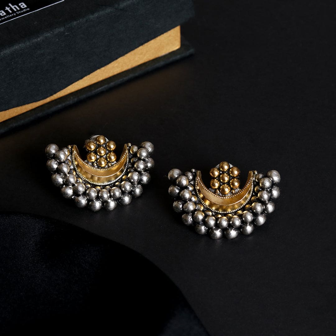 Dual Tone Chandra Phool Earrings-2