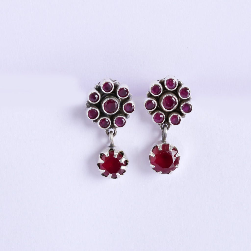 Ruby Floral Drop Earrings-4
