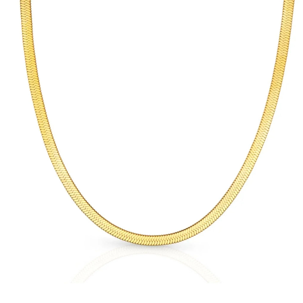 Herringbone Snake Chain Necklace – Flat Statement Choker Jewelry-0