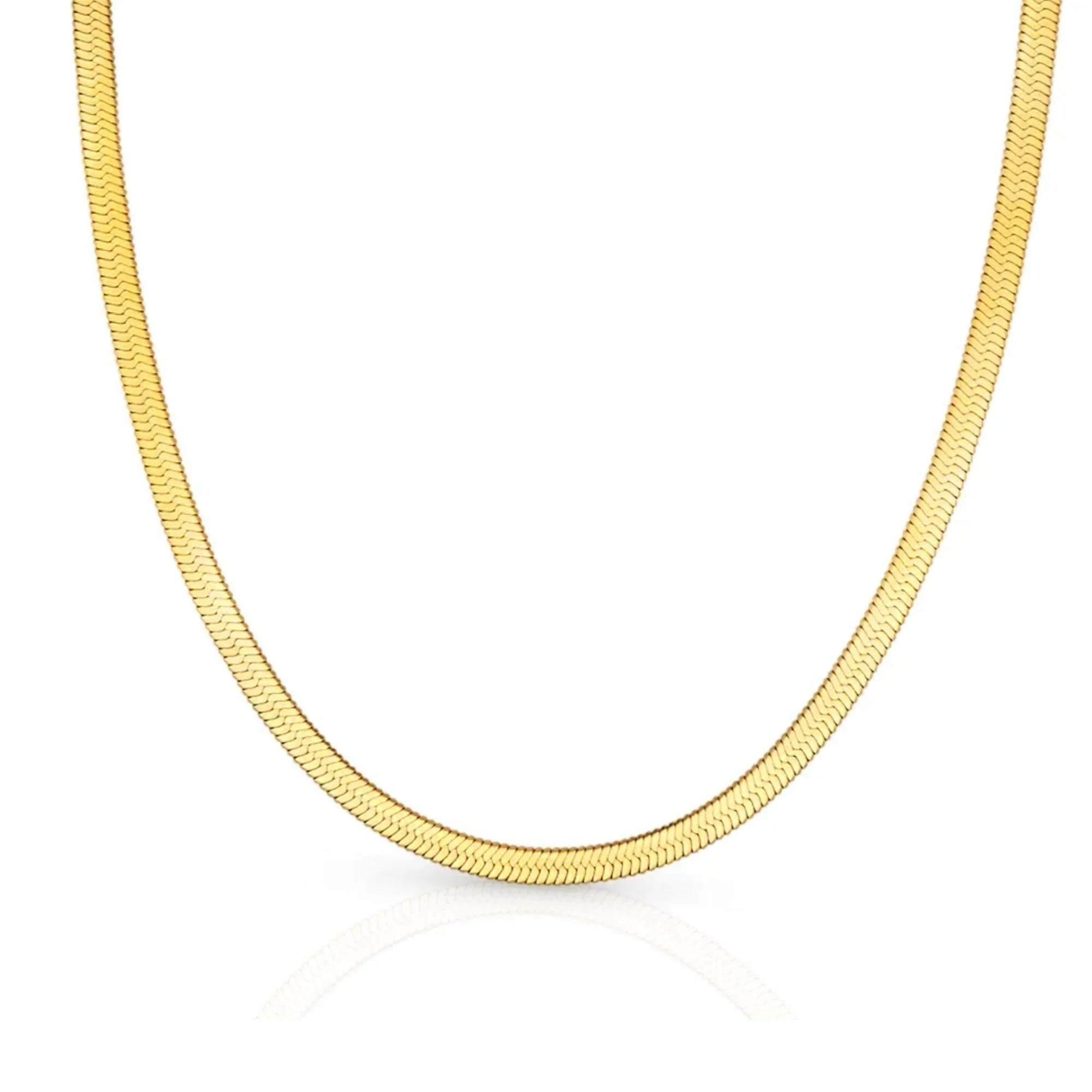 Herringbone Snake Chain Necklace – Flat Statement Choker Jewelry-0