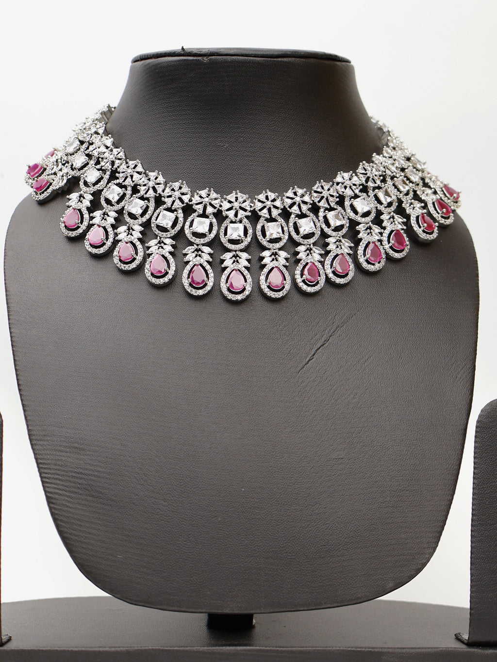 Ruby & Faux Diamond High Quality Necklace set-1