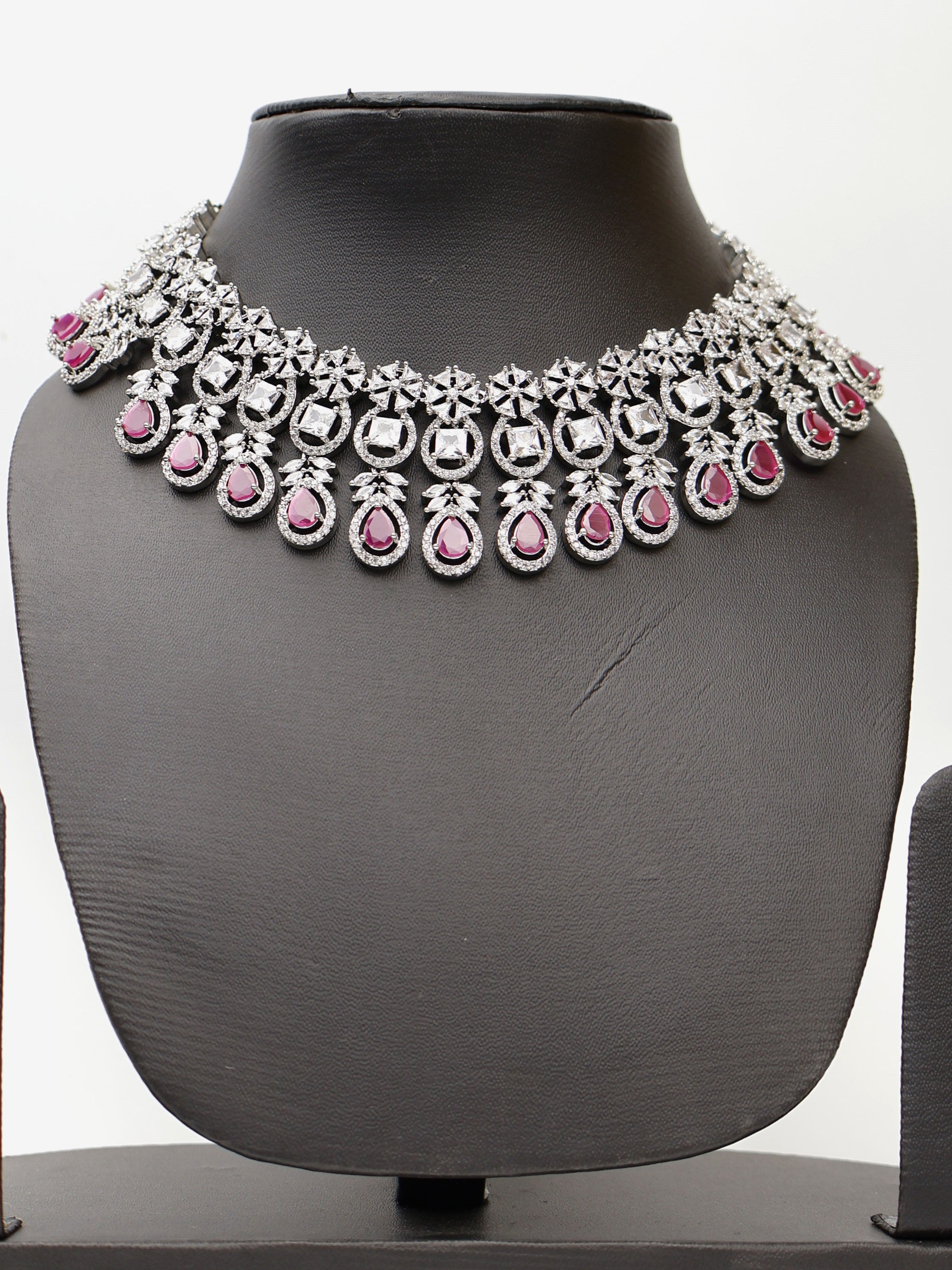 Ruby & Faux Diamond High Quality Necklace set-1