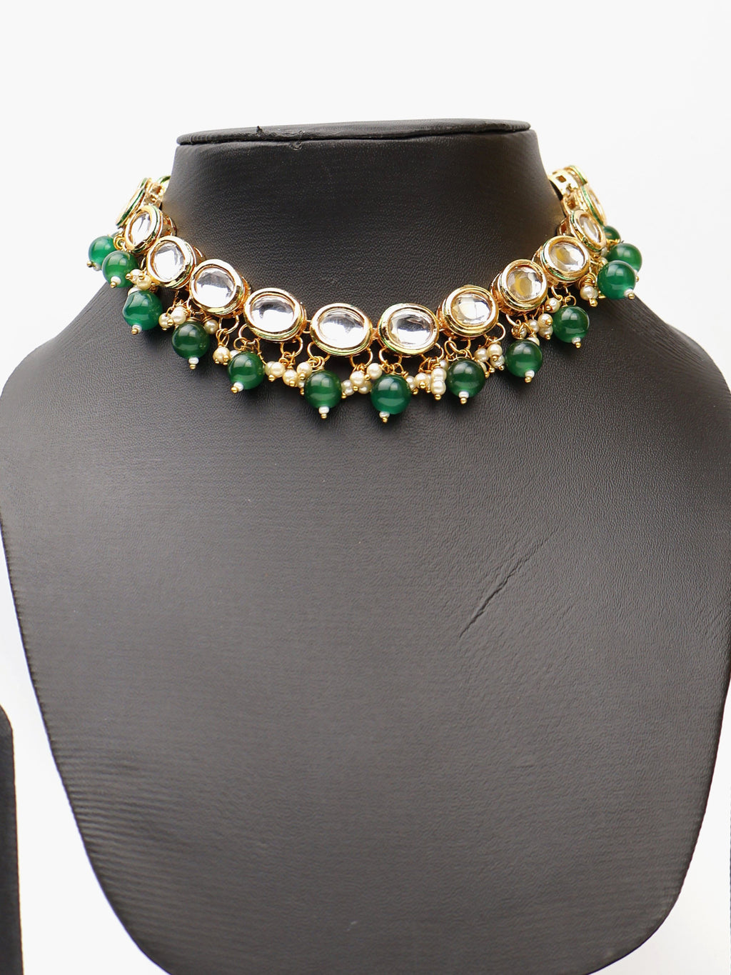 Kundan and Green Studs Necklace Set
