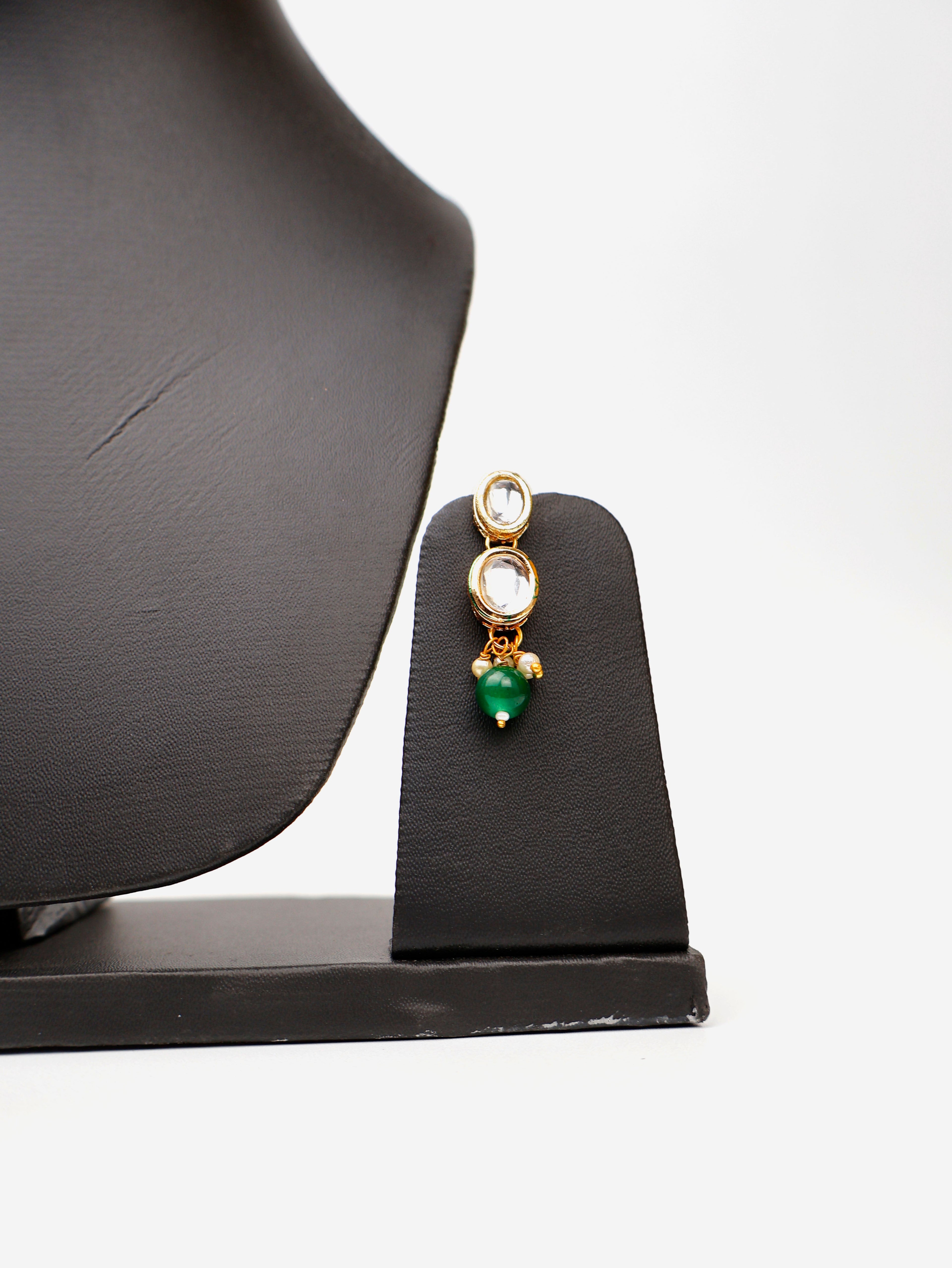 Kundan and Green Studs Necklace Set