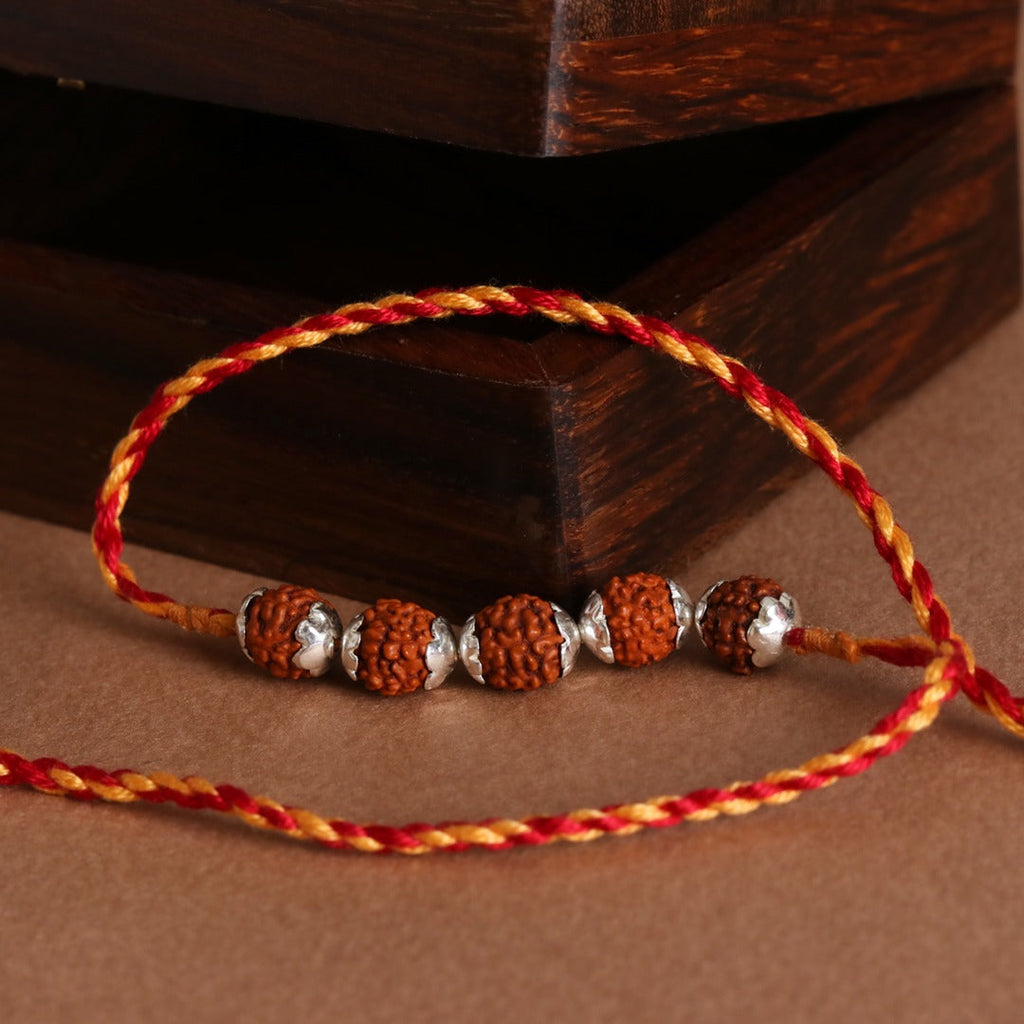 Rudraksha Silver Rakhi-0
