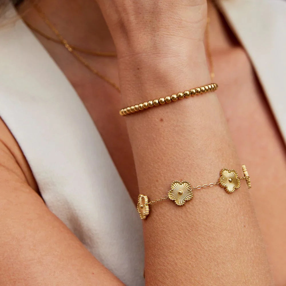 Golden Clover Flower Bracelet