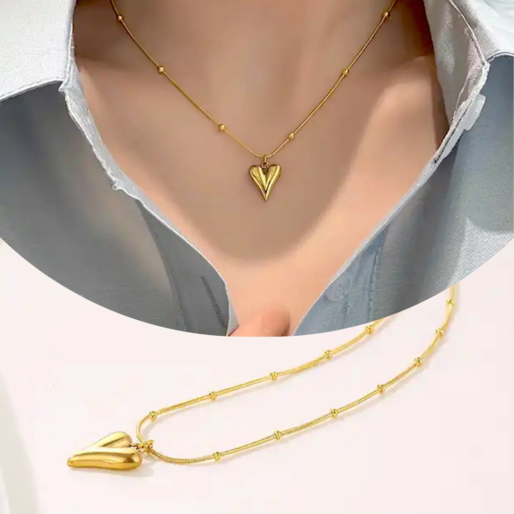 Heart Ball Pendant Necklace – Dainty Love Charm Jewelry Gift-4