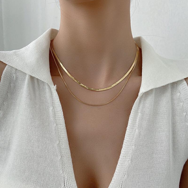 Double Layer Snake Chain Necklace-2