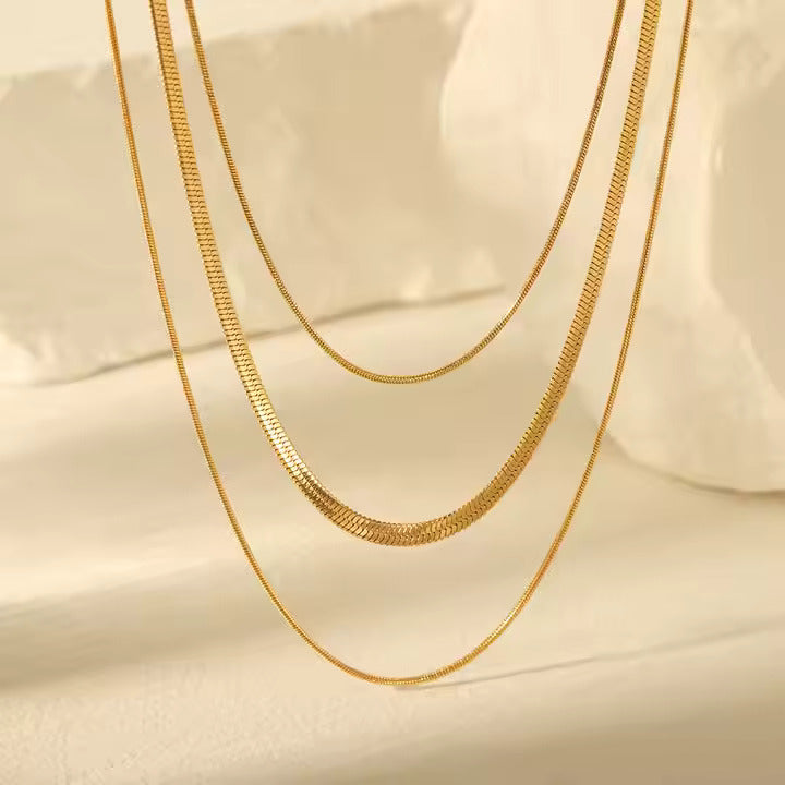 Triple Layer Snake Chain Necklace-1