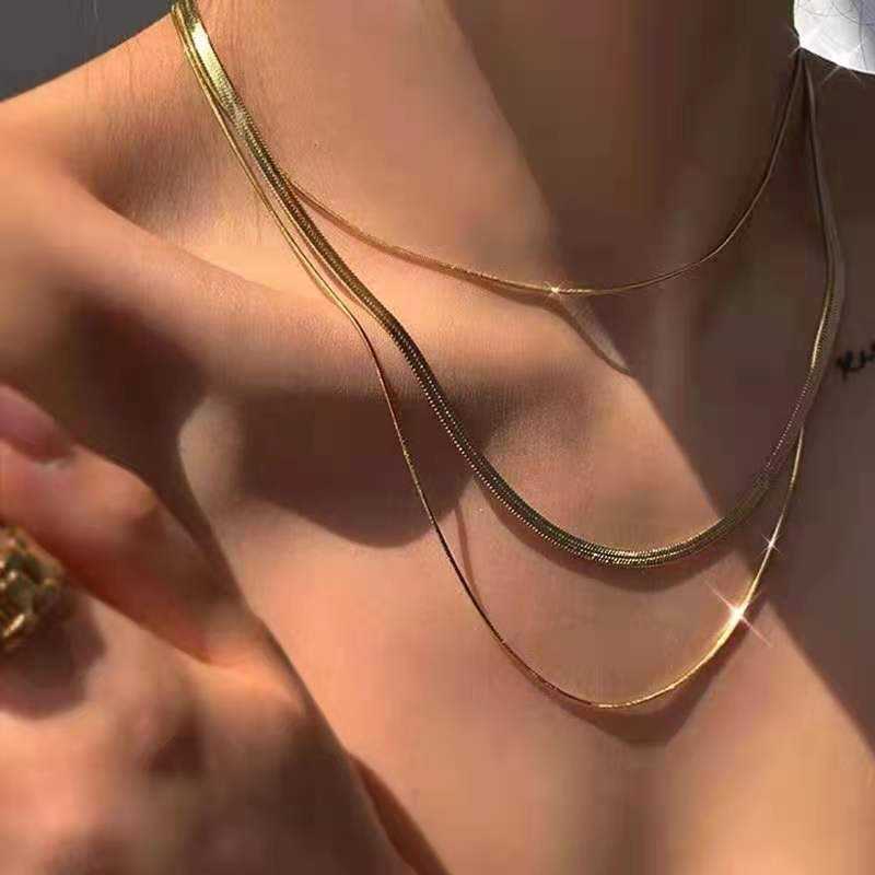 Triple Layer Snake Chain Necklace-4