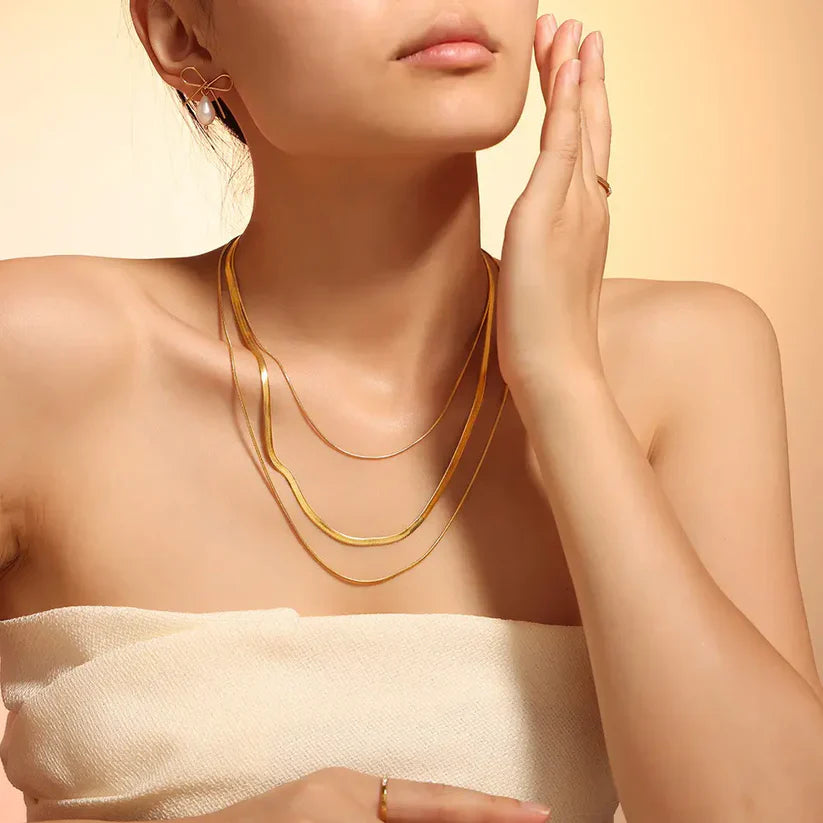 Triple Layer Snake Chain Necklace-2