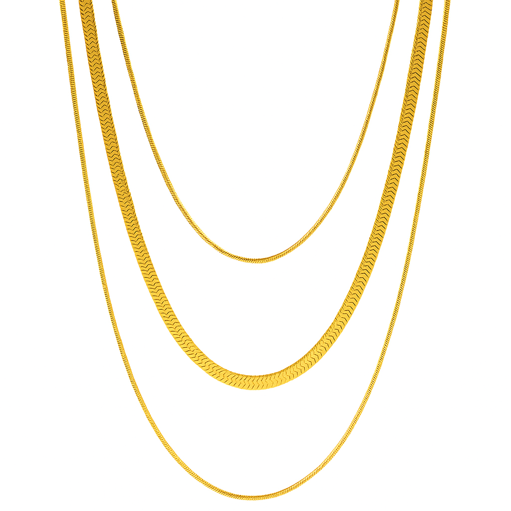 Triple Layer Snake Chain Necklace-0
